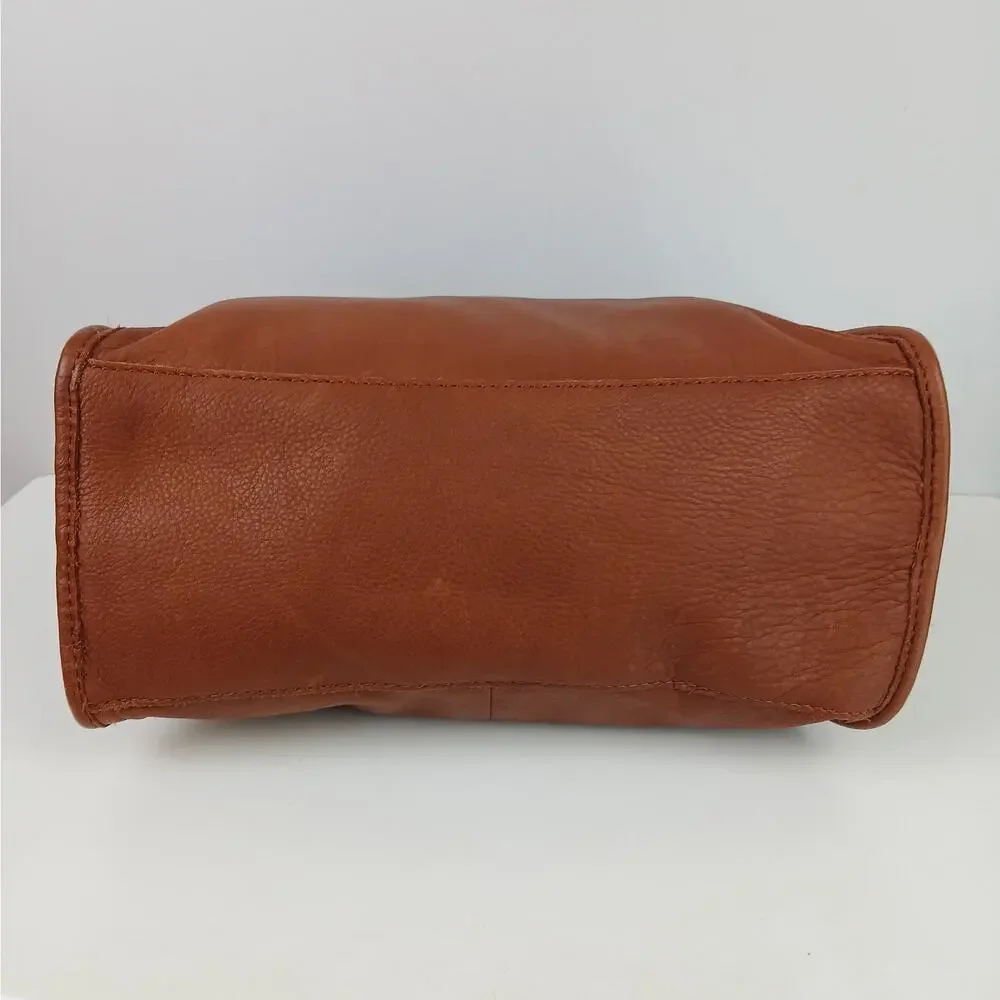 American Leather Co. Double Strap Lenox Triple Entry Satchel Brandy